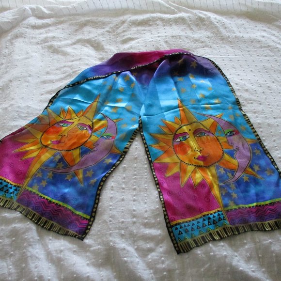 Vintage Accessories - Laurel Burch silk sun & moon scarf